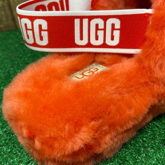 NEW UGG 1095119  Fluff Slide Slipper Red Currant Women's - Picture 7 of 9